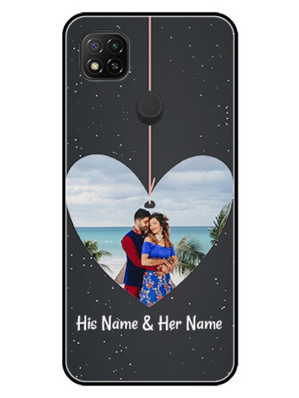 Custom Redmi 9 Custom Glass Phone Case  - Hanging Heart Design