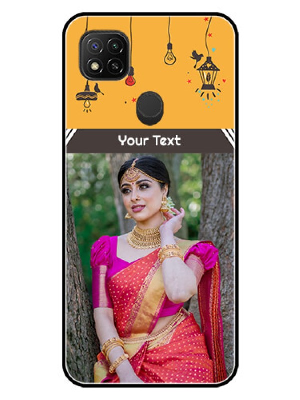 Custom Redmi 9 Custom Glass Mobile Case  - with Family Picture and Icons 