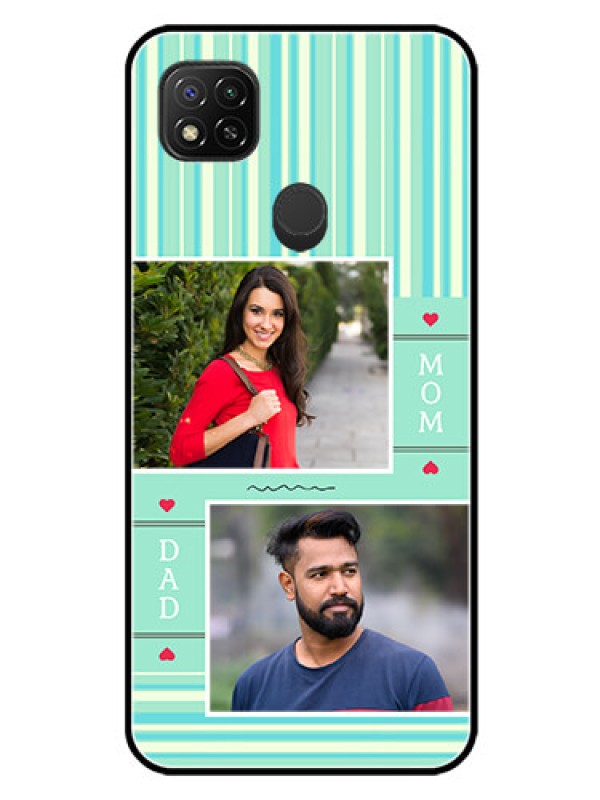 Custom Redmi 9 Custom Glass Phone Case  - Mom & Dad Pic Design