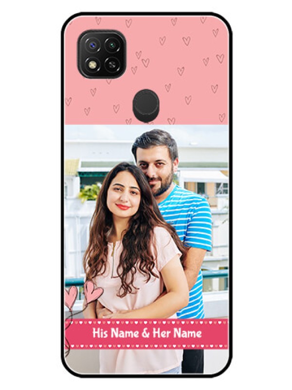 Custom Redmi 9 Personalized Glass Phone Case  - Love Design Peach Color