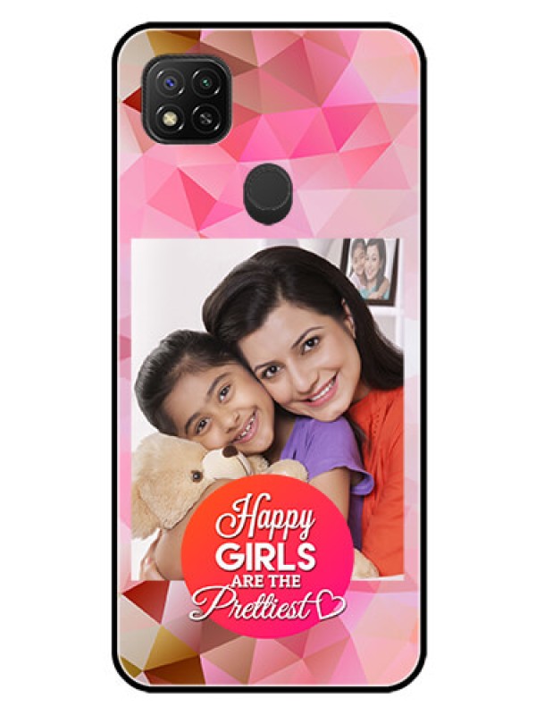 Custom Redmi 9 Photo Printing on Glass Case  - Abstract Triangle Design