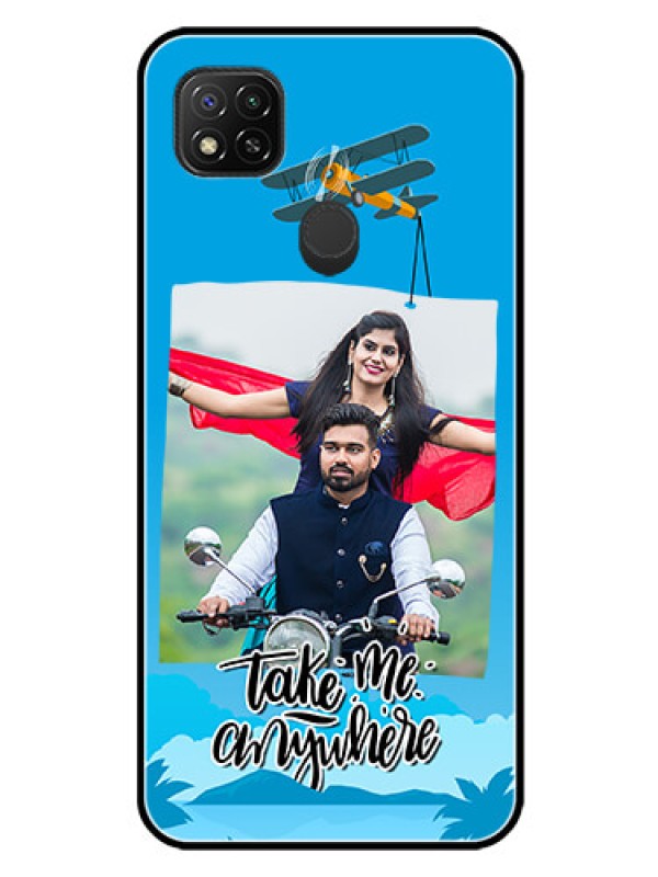 Custom Redmi 9 Custom Glass Mobile Case  - Traveller Design 