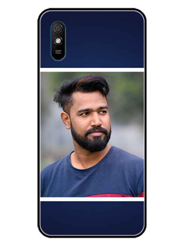 Custom Redmi 9A Sport Personalized Glass Phone Case  - Simple Royal Blue Design