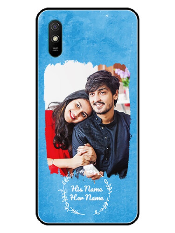 Custom Redmi9A Sport Custom Glass Phone Case - Blue Color Vintage Design