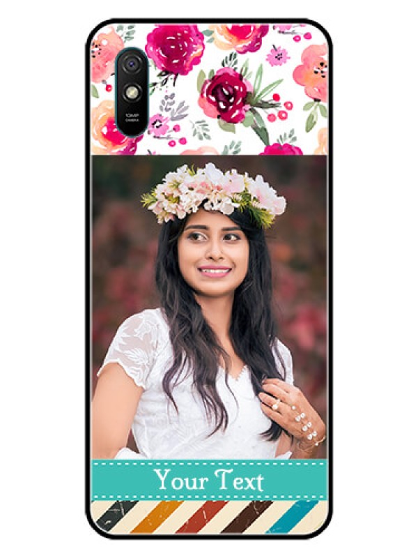 Custom Redmi 9A Sport Custom Glass Phone Case  - Watercolor Floral Design