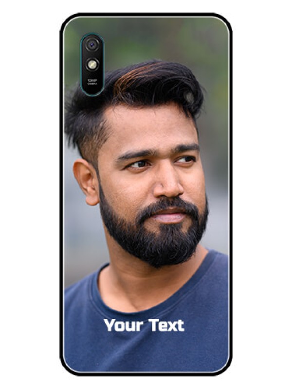 Custom Redmi 9A Sport Glass Mobile Cover: Photo with Text