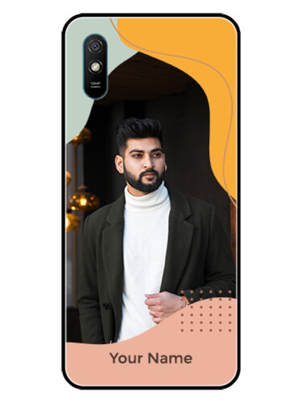 Custom Xiaomi Redmi 9A Sport Personalized Glass Phone Case - Tri-coloured overlay design