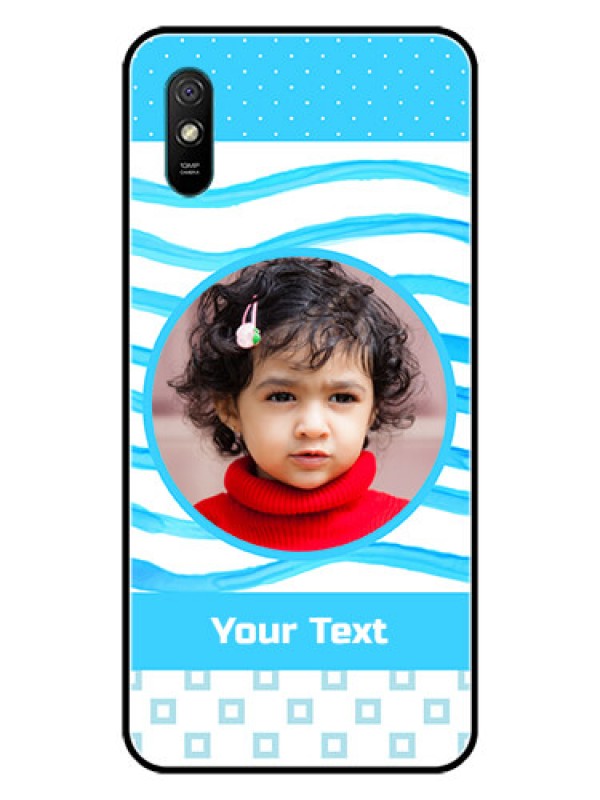 Custom Redmi 9A Custom Glass Phone Case  - Simple Blue Case Design