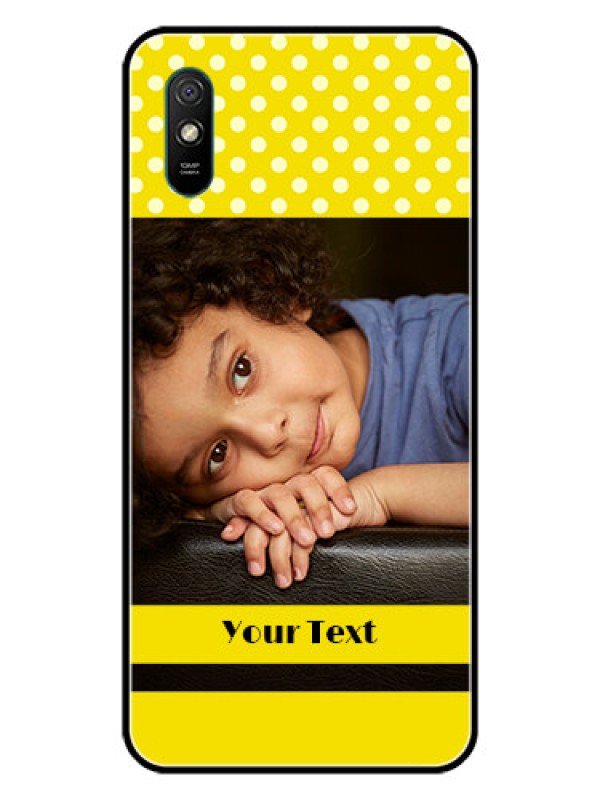 Custom Redmi 9A Custom Glass Phone Case  - Bright Yellow Case Design