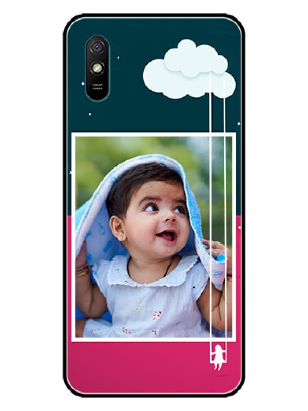 Custom Redmi 9A Custom Glass Phone Case  - Cute Girl with Cloud Design