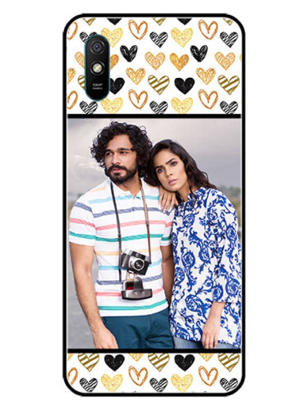 Custom Redmi 9A Photo Printing on Glass Case  - Love Symbol Design