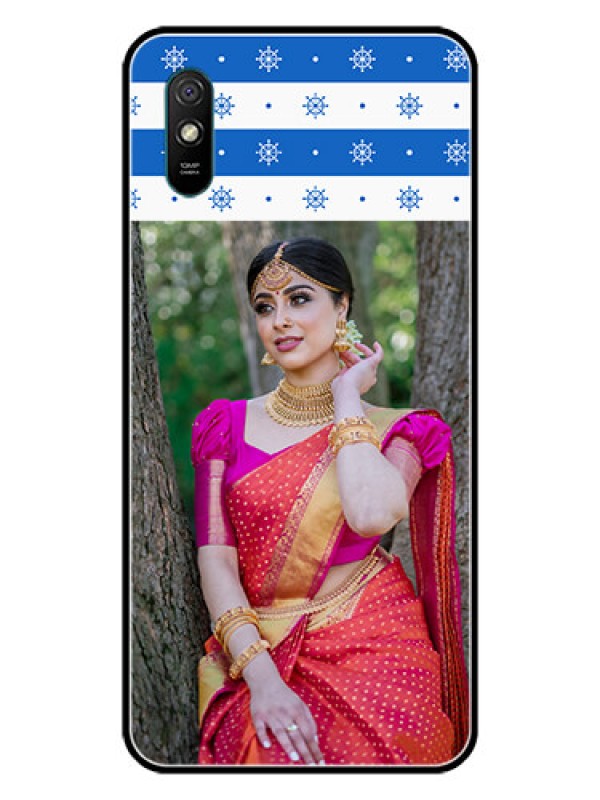 Custom Redmi 9A Photo Printing on Glass Case  - Snow Pattern Design