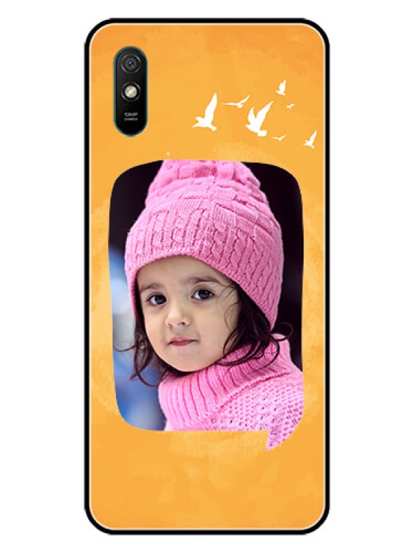 Custom Redmi 9A Personalized Glass Phone Case  - Water Color Design with Bird Icons
