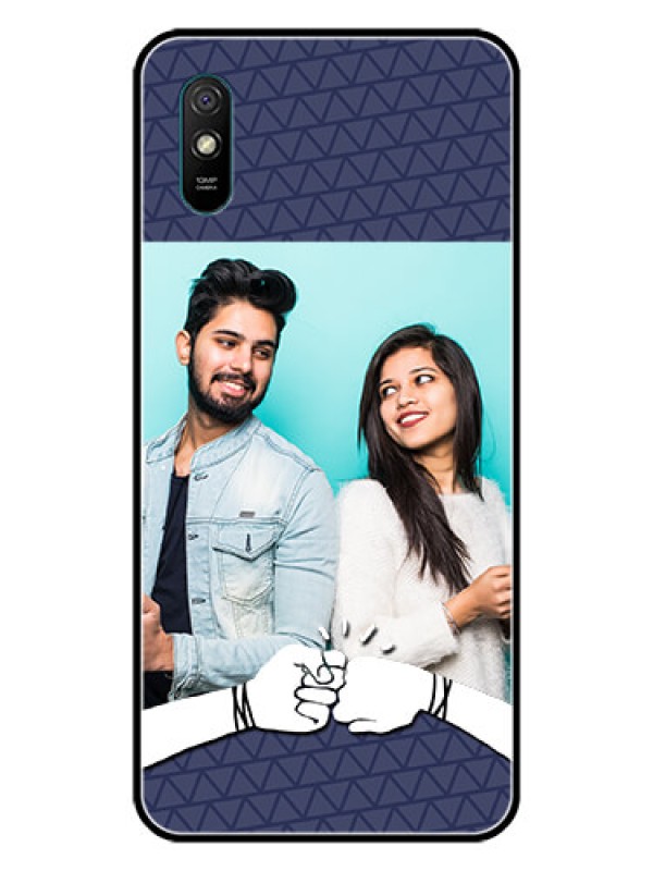 Custom Redmi 9A Photo Printing on Glass Case  - with Best Friends Design  