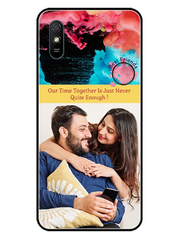 Custom Redmi 9A Custom Glass Mobile Case  - Quote with Acrylic Painting Design