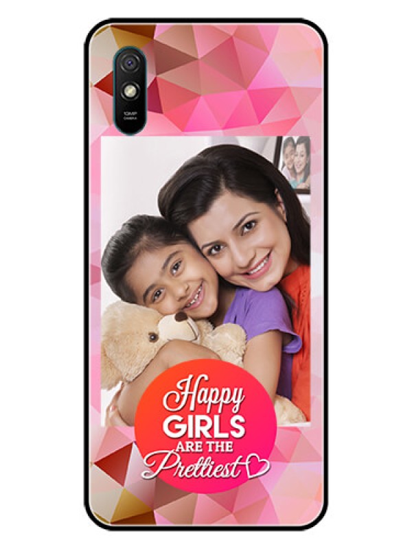 Custom Redmi 9A Photo Printing on Glass Case  - Abstract Triangle Design