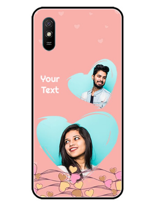 Custom Redmi 9A Custom Glass Mobile Case  - Love Doodle Design