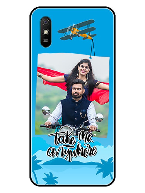 Custom Redmi 9A Custom Glass Mobile Case  - Traveller Design 