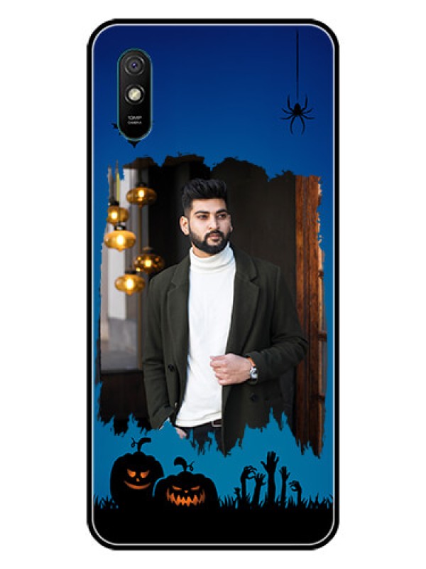 Custom Redmi 9A Photo Printing on Glass Case  - with pro Halloween design 