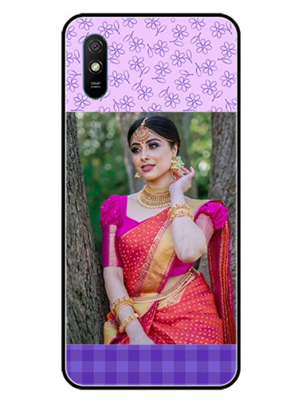 Custom Redmi 9i Sport Custom Glass Phone Case  - Purple Floral Design