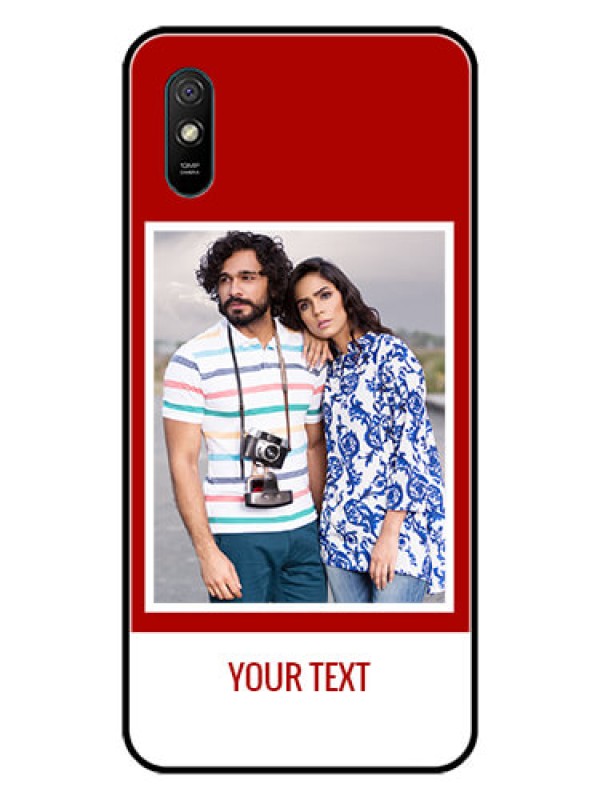 Custom Redmi 9i Sport Personalized Glass Phone Case  - Simple Red Color Design