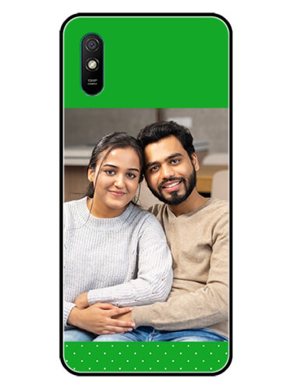 Custom Redmi 9i Sport Personalized Glass Phone Case  - Green Pattern Design