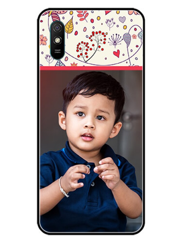 Custom Redmi 9i Sport Custom Glass Mobile Case  - Premium Floral Design