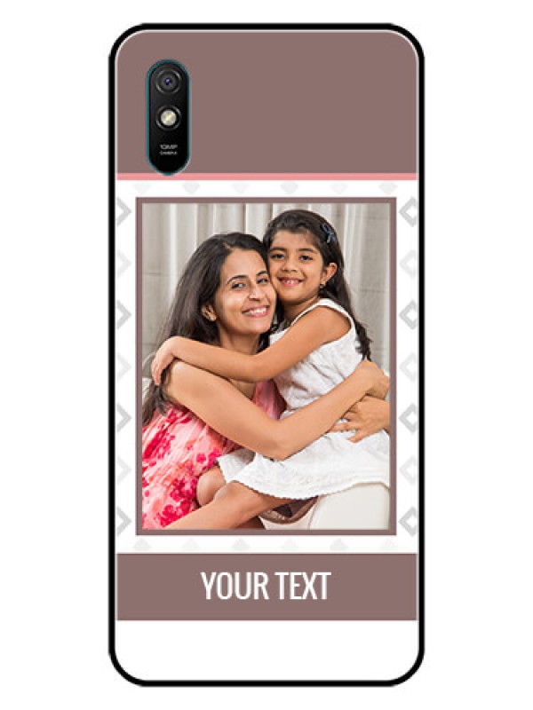 Custom Redmi 9i Sport Photo Printing on Glass Case  - Simple Diamond Design