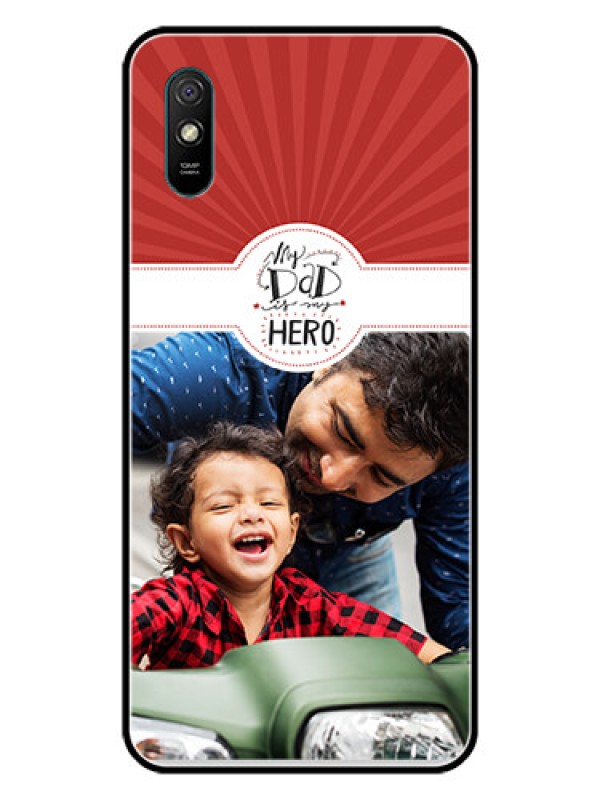 Custom Redmi 9i Sport Photo Printing on Glass Case  - My Dad Hero Design