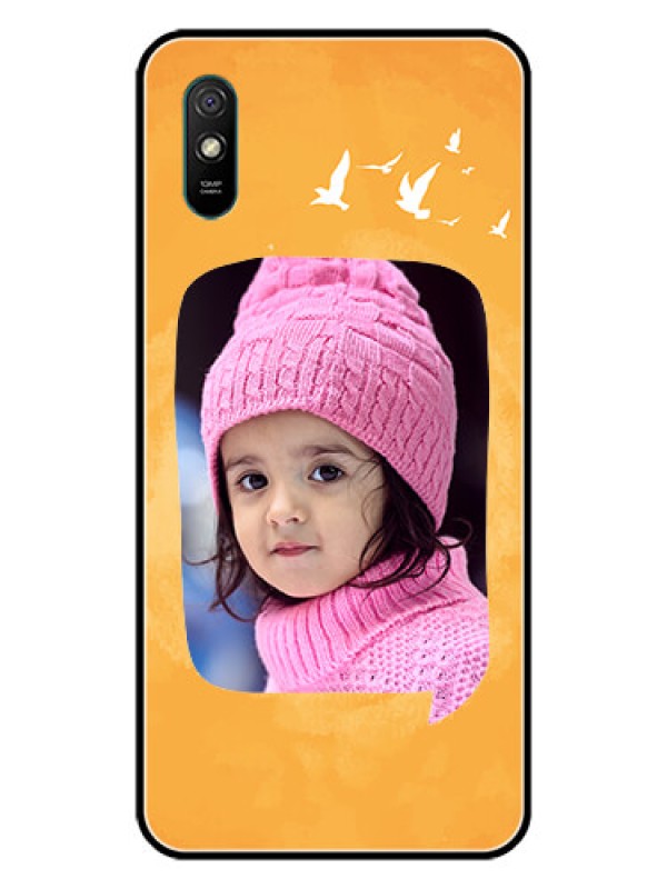 Custom Redmi 9i Sport Personalized Glass Phone Case  - Water Color Design with Bird Icons