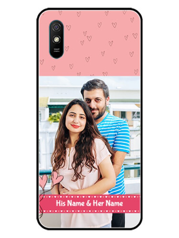 Custom Redmi 9i Sport Personalized Glass Phone Case  - Love Design Peach Color