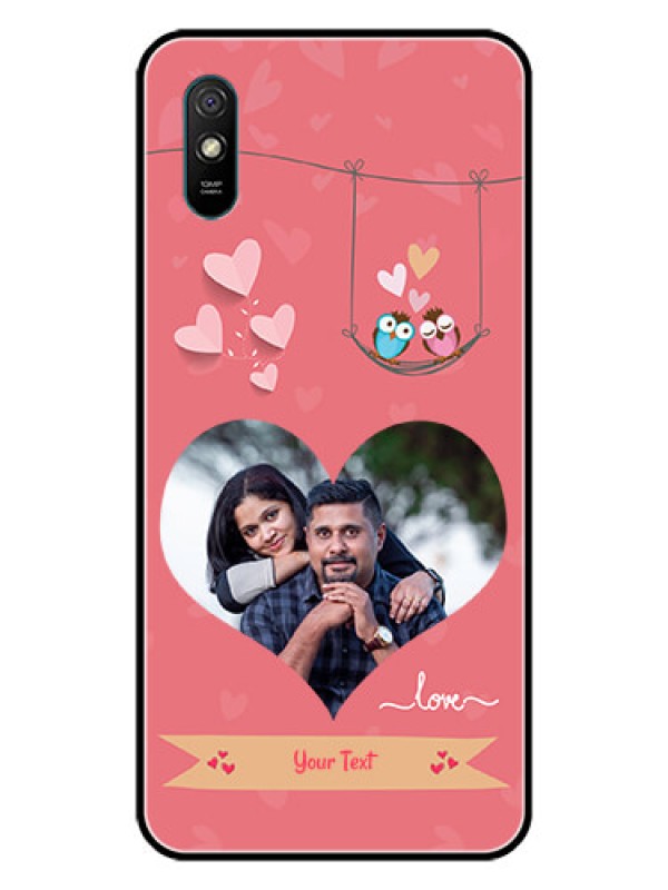 Custom Redmi 9i Sport Personalized Glass Phone Case  - Peach Color Love Design 