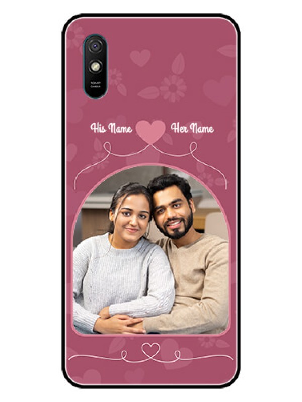 Custom Redmi 9i Sport Photo Printing on Glass Case  - Love Floral Design