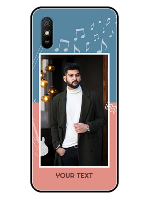 Custom Redmi 9i Sport Photo Printing on Glass Case  - with Color Musical Note Design