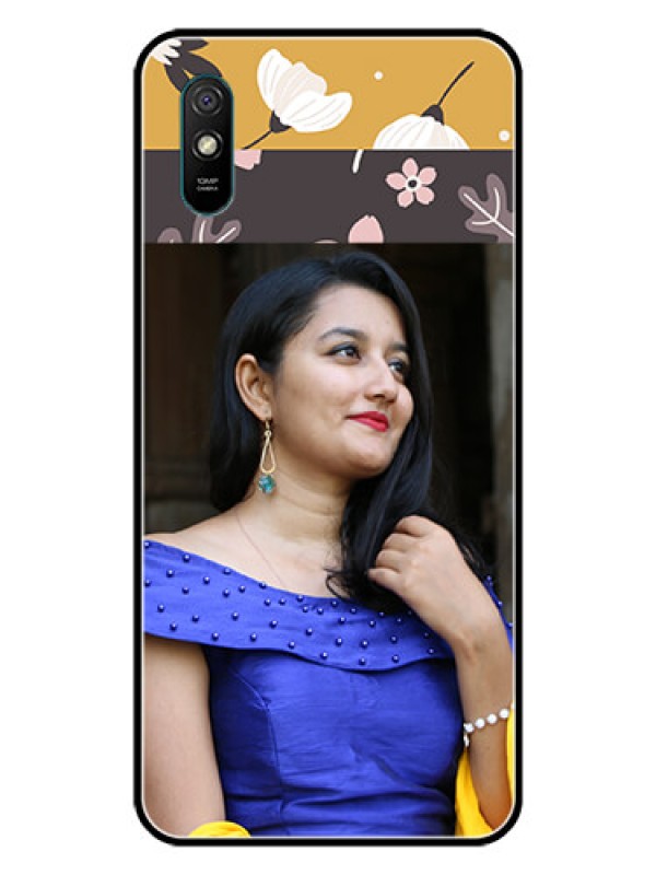 Custom Redmi 9i Sport Custom Glass Phone Case  - Stylish Floral Design