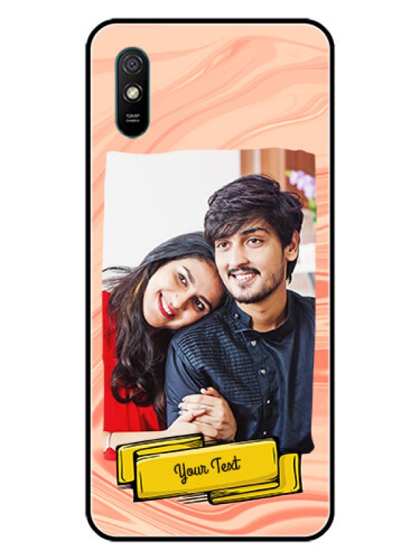 Custom Redmi 9i Sport Personalized Glass Phone Case  - Marble Texture Design