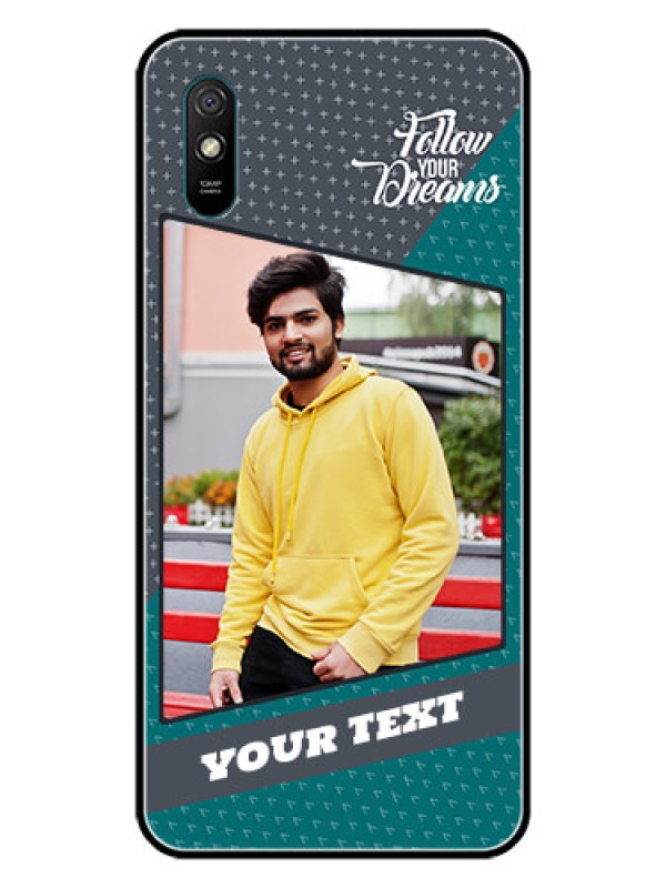 Custom Redmi 9i Sport Personalized Glass Phone Case  - Background Pattern Design with Quote