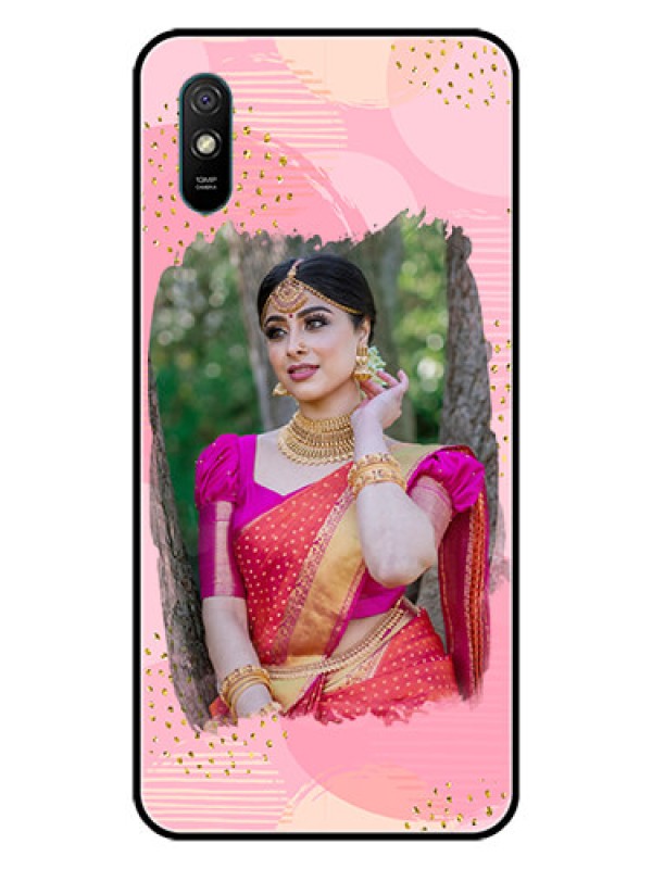 Custom Redmi 9i Sport Personalized Glass Phone Case  - Gold Glitter Splash Design