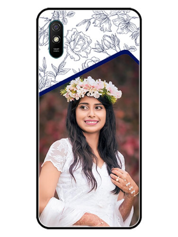Custom Redmi 9i Personalized Glass Phone Case  - Premium Floral Design