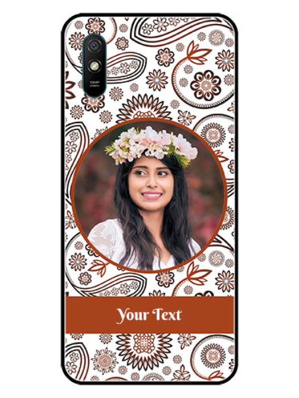 Custom Redmi 9i Custom Glass Mobile Case  - Abstract Floral Design 