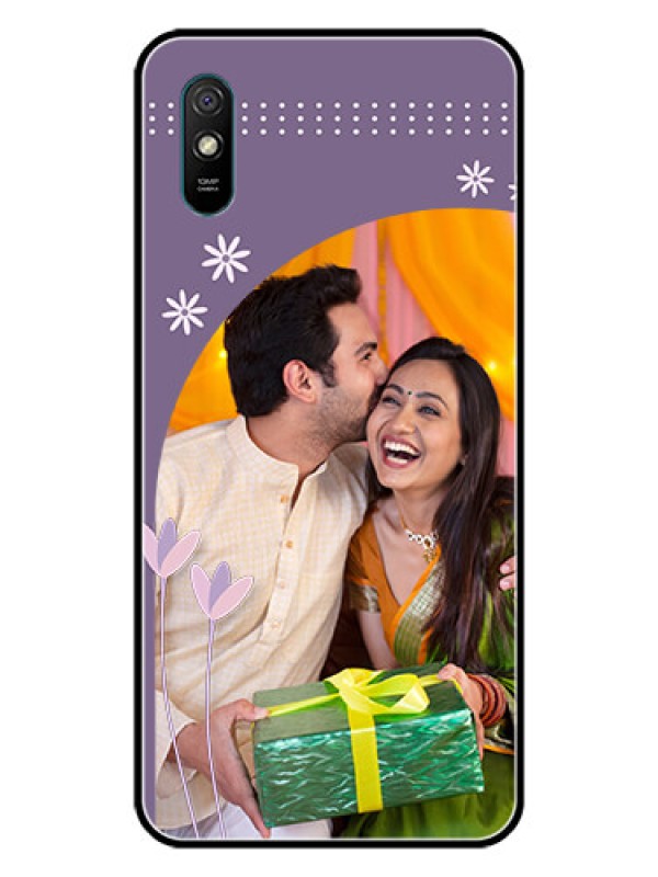 Custom Redmi 9i Custom Glass Mobile Case  - Lavender flowers design 