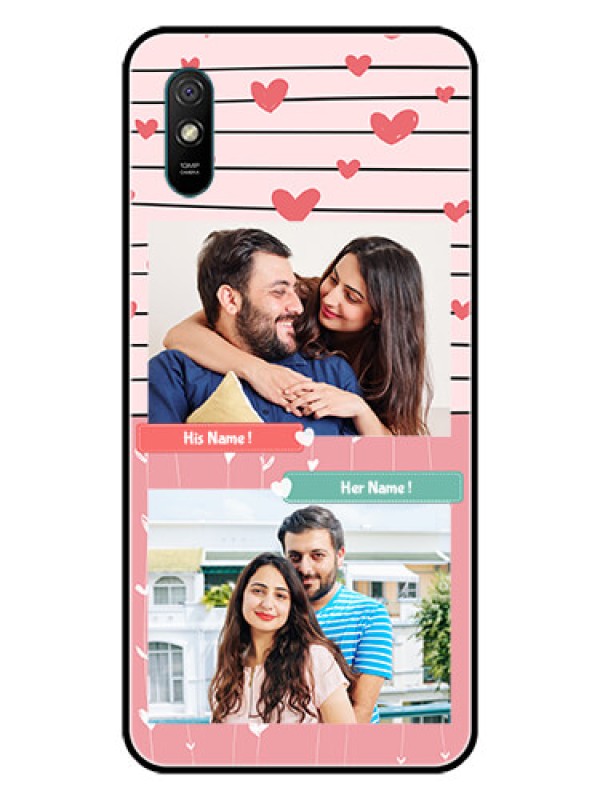 Custom Redmi 9i Custom Glass Mobile Case  - Photo with Heart Design
