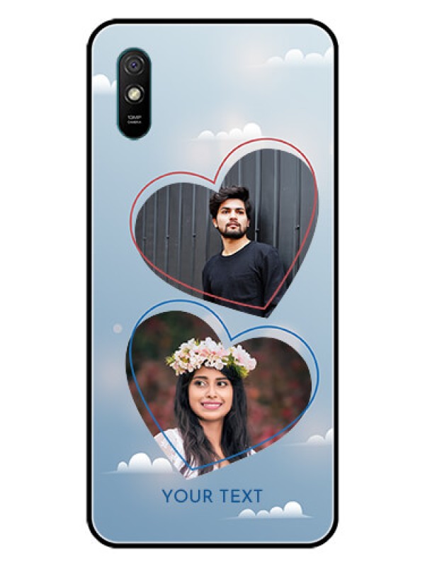 Custom Redmi 9i Custom Glass Mobile Case  - Blue Color Couple Design 