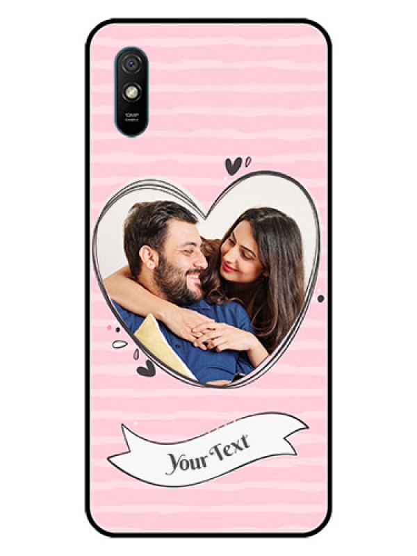 Custom Redmi 9i Custom Glass Phone Case  - Vintage Heart Design
