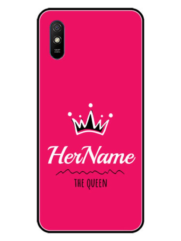 Custom Redmi 9i Glass Phone Case Queen with Name