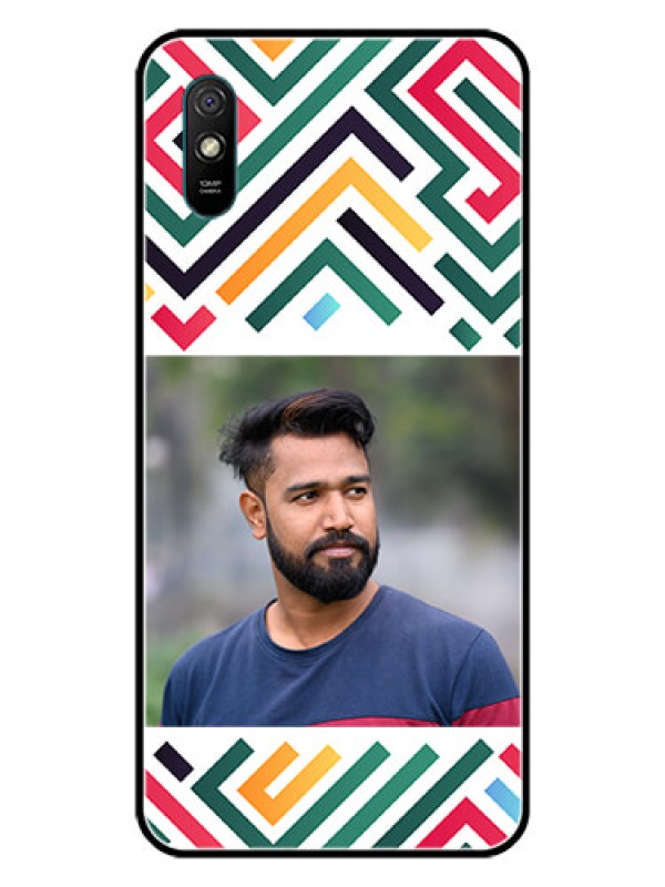 Custom Xiaomi Redmi 9I Personalized Glass Phone Case - Colorful Maze Pattern Design