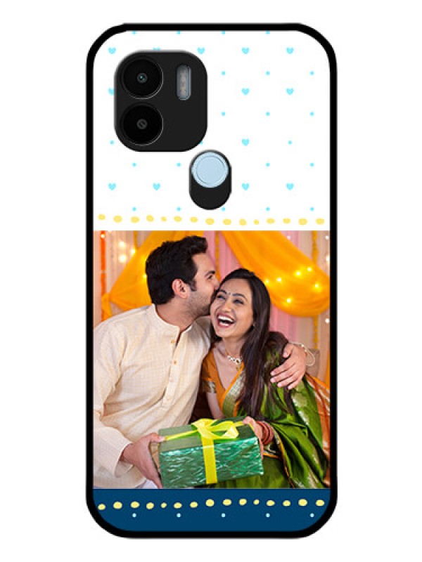 Custom Xiaomi Redmi A1 Plus Personalized Glass Phone Case - White and Blue Abstract Design