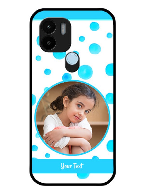 Custom Xiaomi Redmi A1 Plus Photo Printing on Glass Case - Blue Bubbles Pattern Design