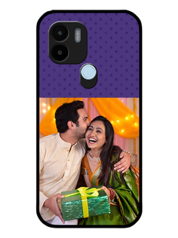 Custom Xiaomi Redmi A1 Plus Personalized Glass Phone Case - Violet Pattern Design