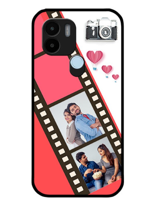 Custom Xiaomi Redmi A1 Plus Personalized Glass Phone Case - 3 Image Holder with Film Reel